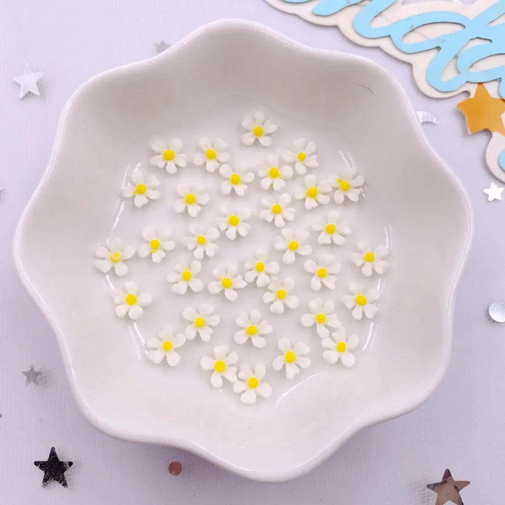 100Pcs 7mm 3D Resin Osmanthus Flatback Flower Gems – Nail & Crafts