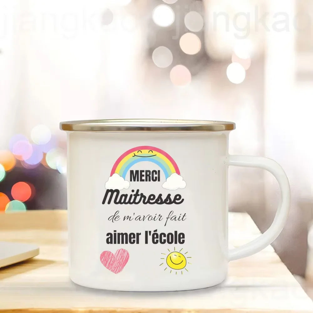 Thank You Teacher Enamel Mug – Teacher's Day Gift Cup
