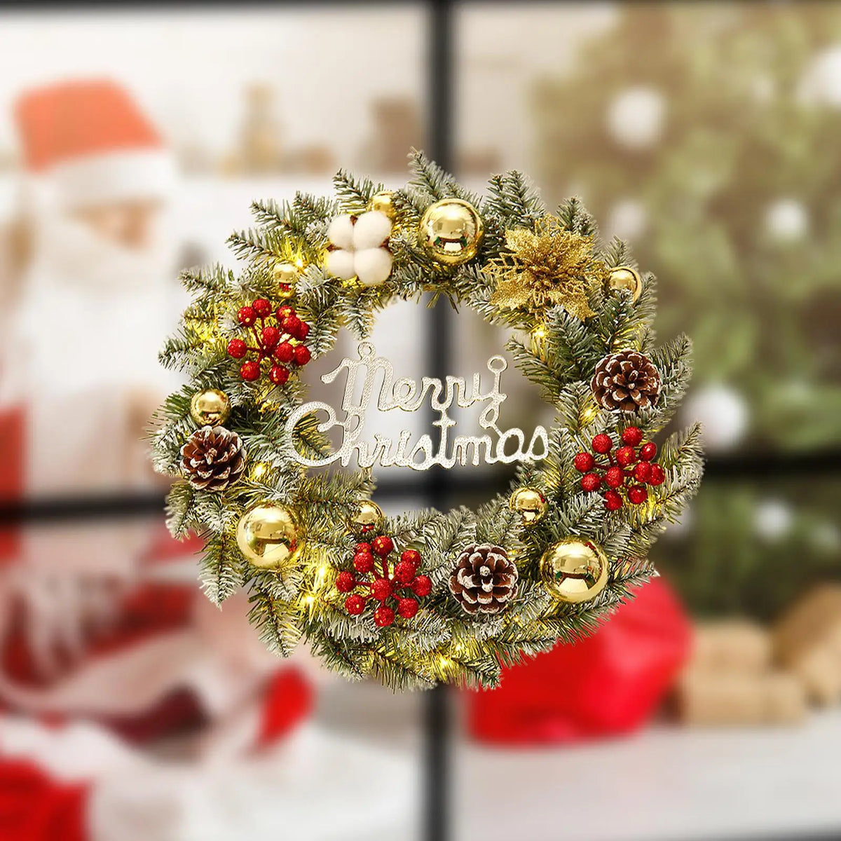 Christmas Wreath Artificial Flowers Front Door Garland