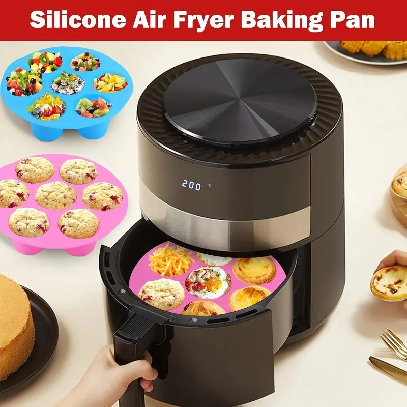 7-Hole Silicone Cake Mold – Non-Stick Air Fryer Baking Pan