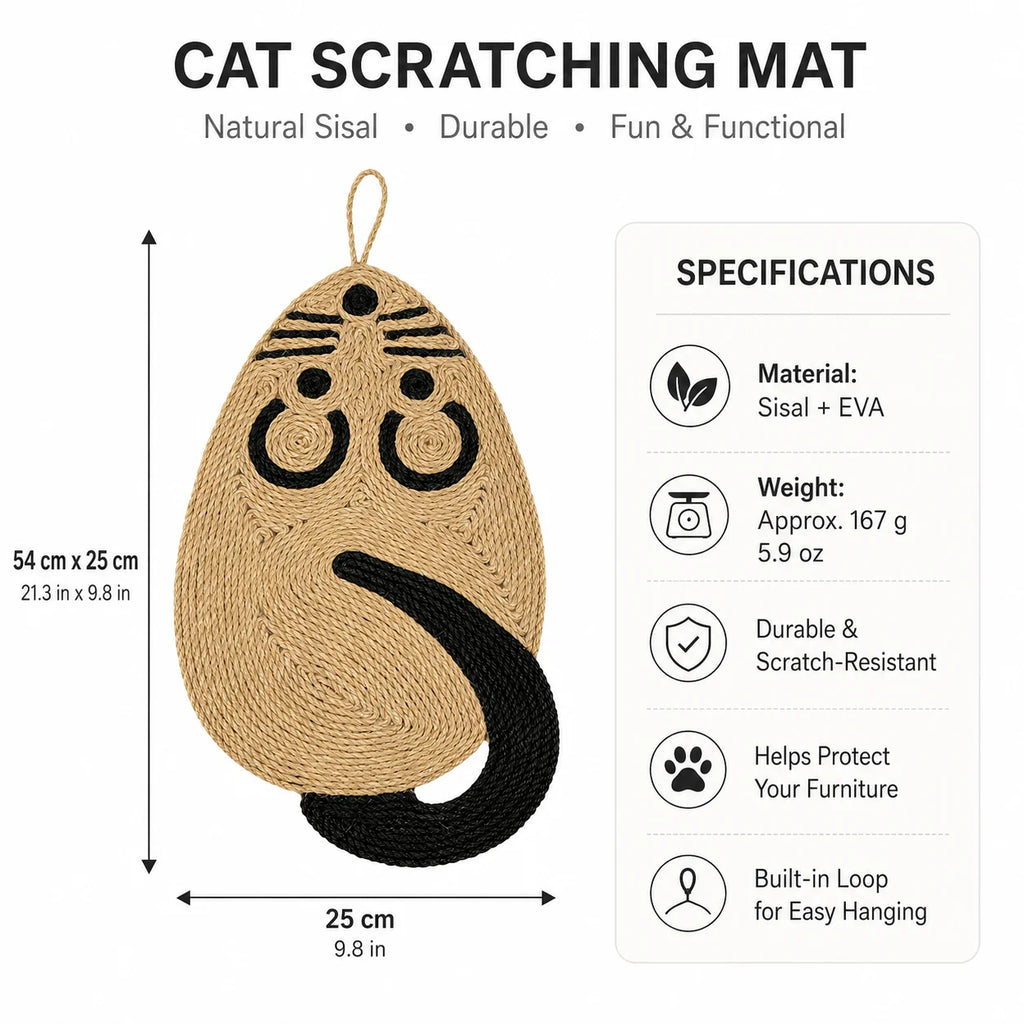 Mouse Shape Sisal Cat Scratching Mat – Floor & Wall Scratcher