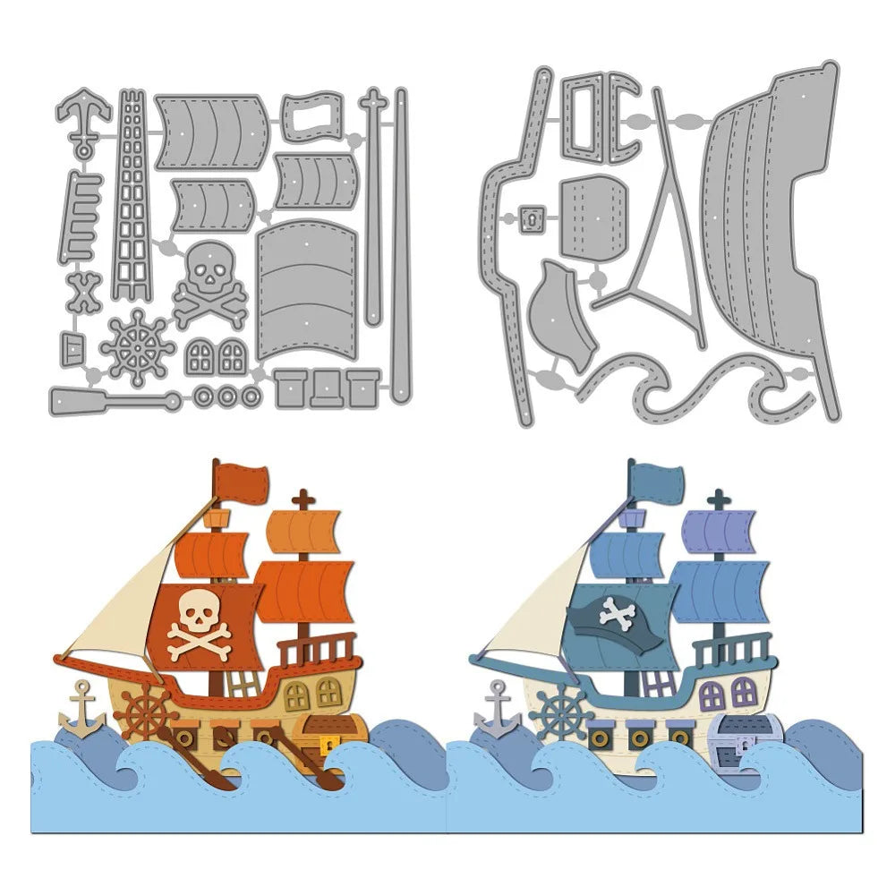 Sailing Ship Metal Cutting Dies – Pirate & Sailboat Stencils