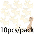 Christmas Elk Wooden Pendant Ornaments – 10-Piece Set