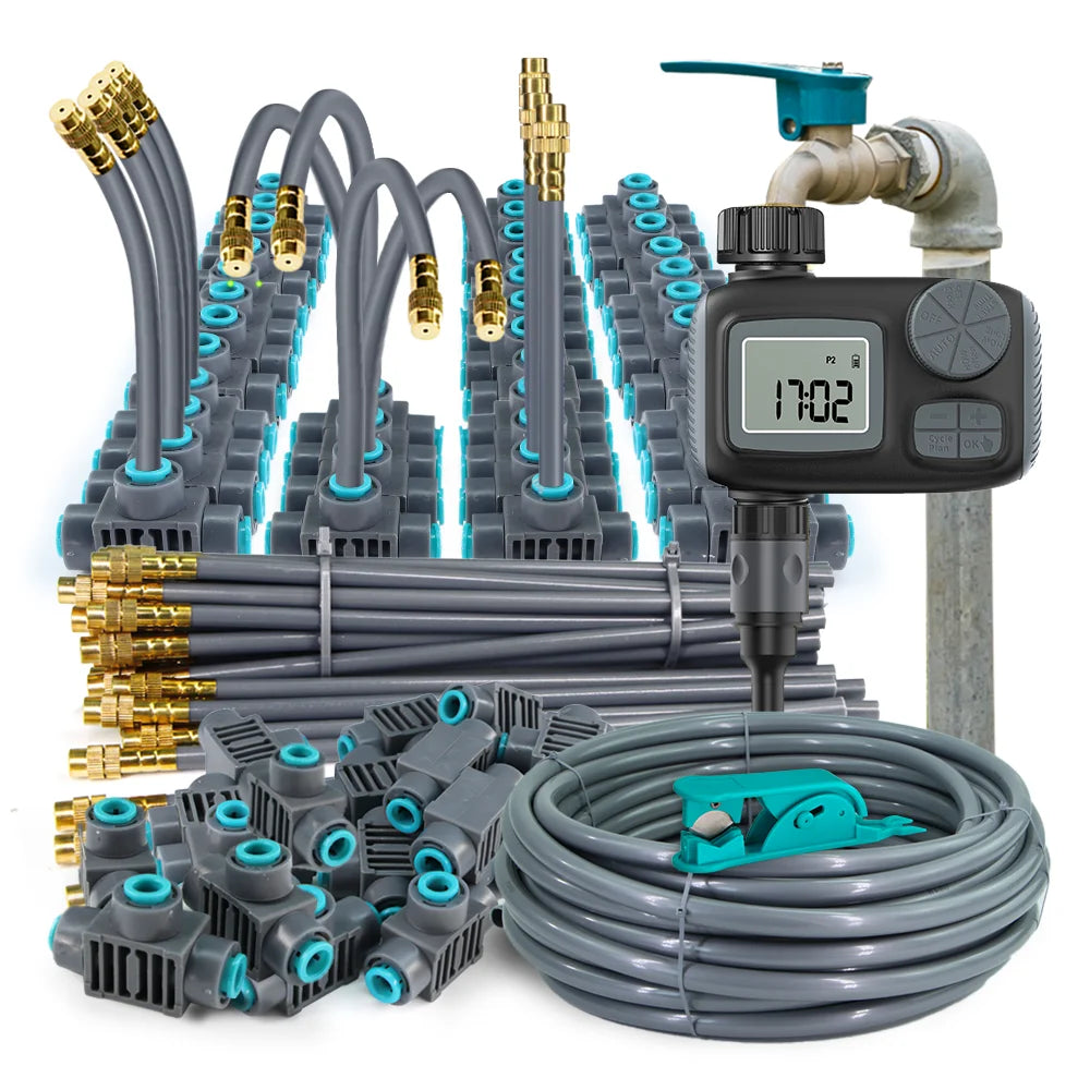 Smart LCD Garden Water Timer & Mist Spray Cooling Kit