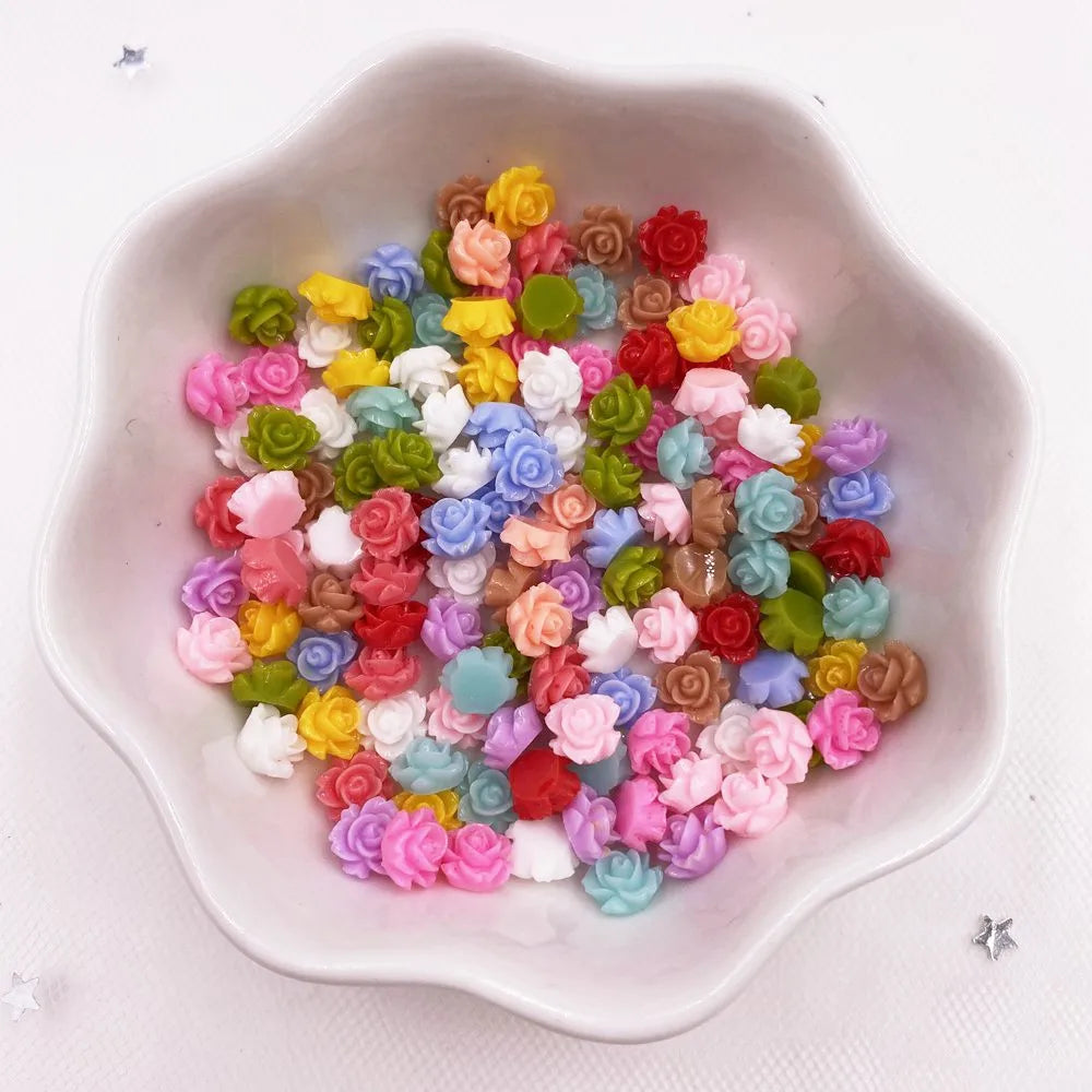 100pcs Resin Flower Flatback Rhinestones – Nail Art & DIY Craft