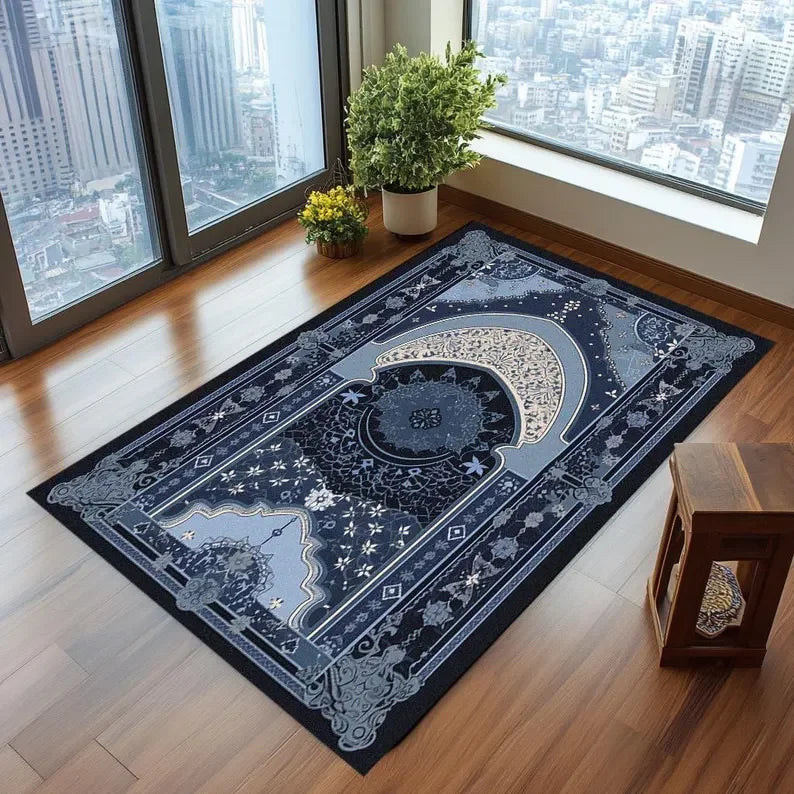 Vintage Islamic Floral Prayer Rug – Non-Slip Muslim Mat