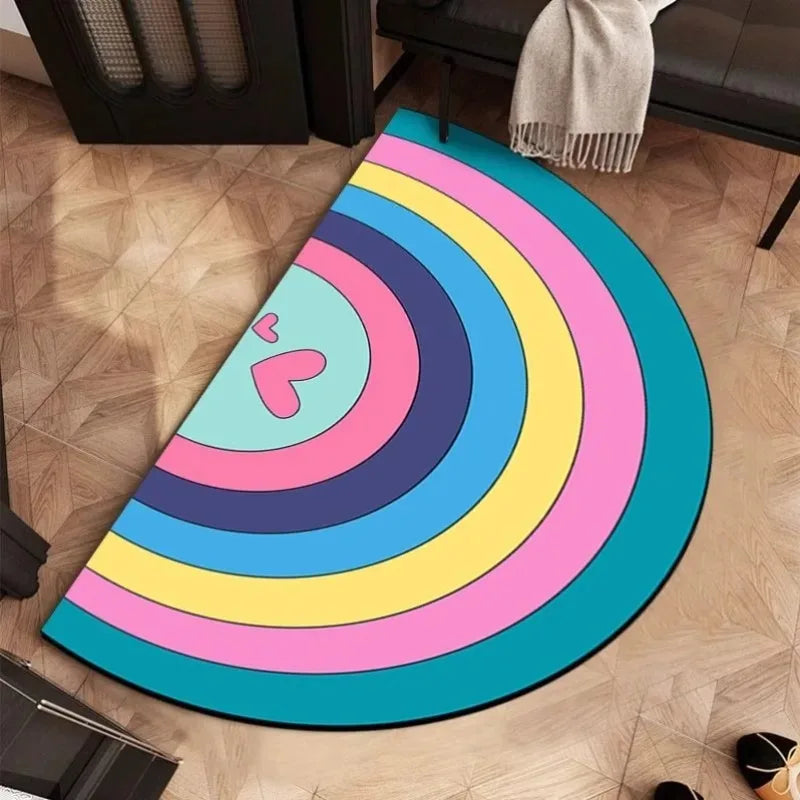 Semicircular Rainbow Floor Mat – Non-Slip Absorbent Door Mat