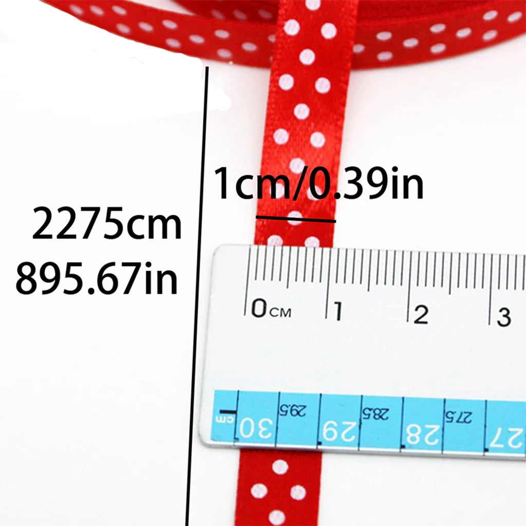 25 Yards Polka Dot Satin Ribbon 10mm – Gift Wrap & Crafts