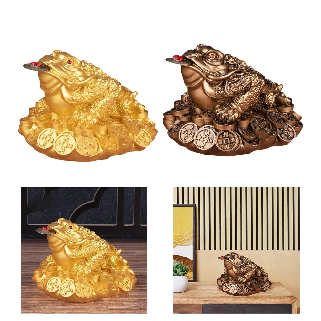 Three-Legged Frog Feng Shui Statue | Resin Lucky Wealth Figurine