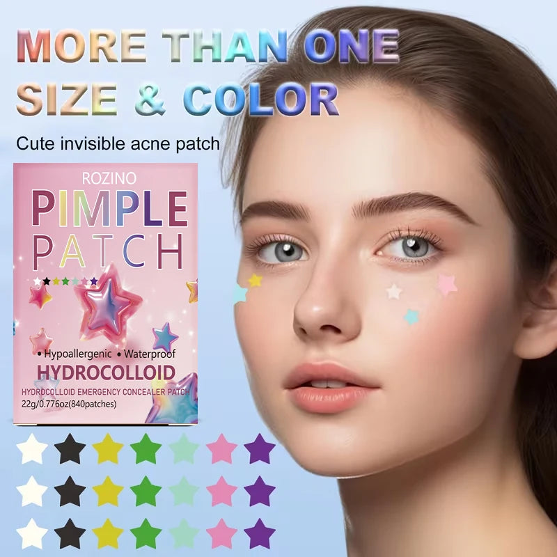 ROZINO Star Hydrocolloid Acne Patches 840/1680 Pcs – 7 Colors