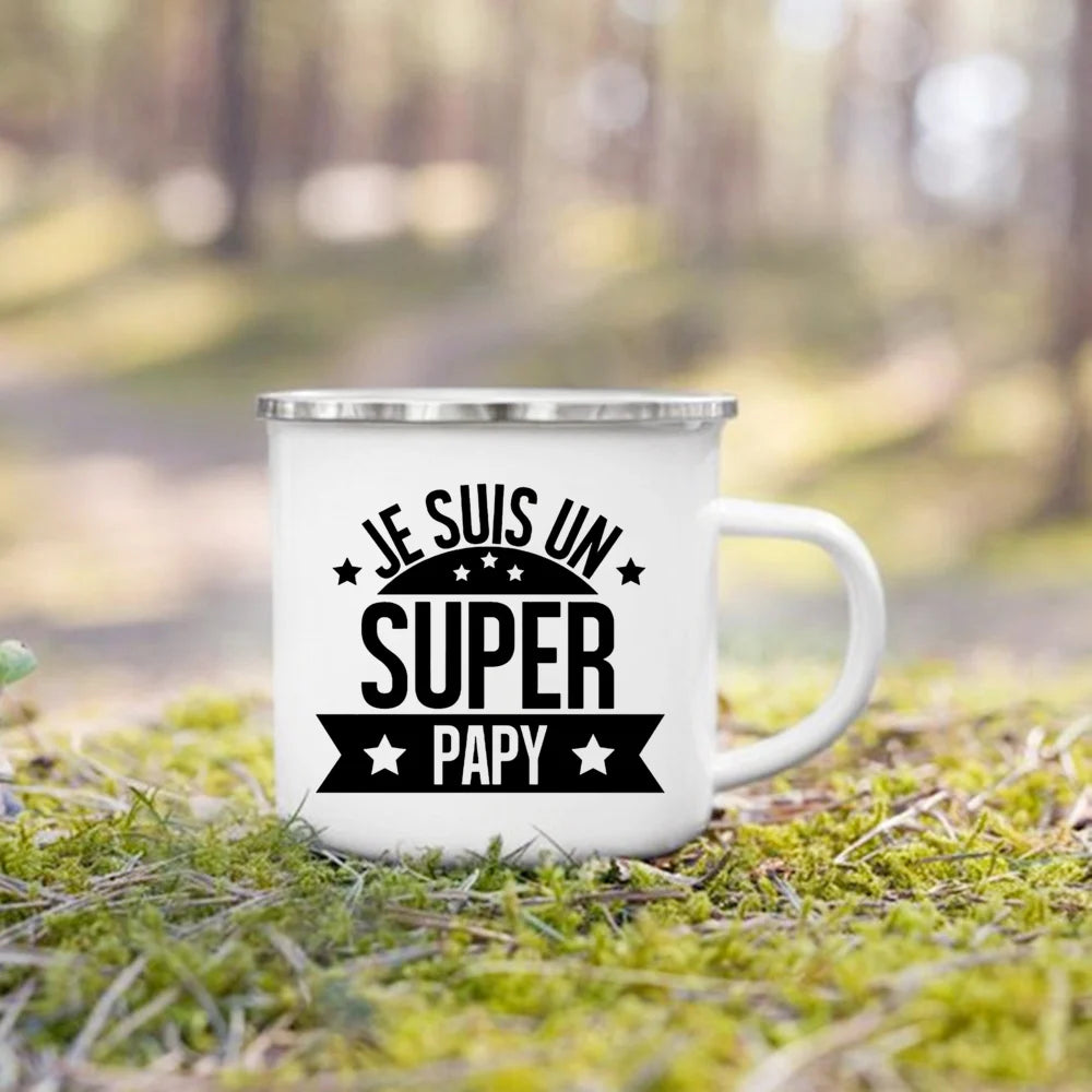 Super Papy Mamie Enamel Mug – Grandma & Grandpa Gift