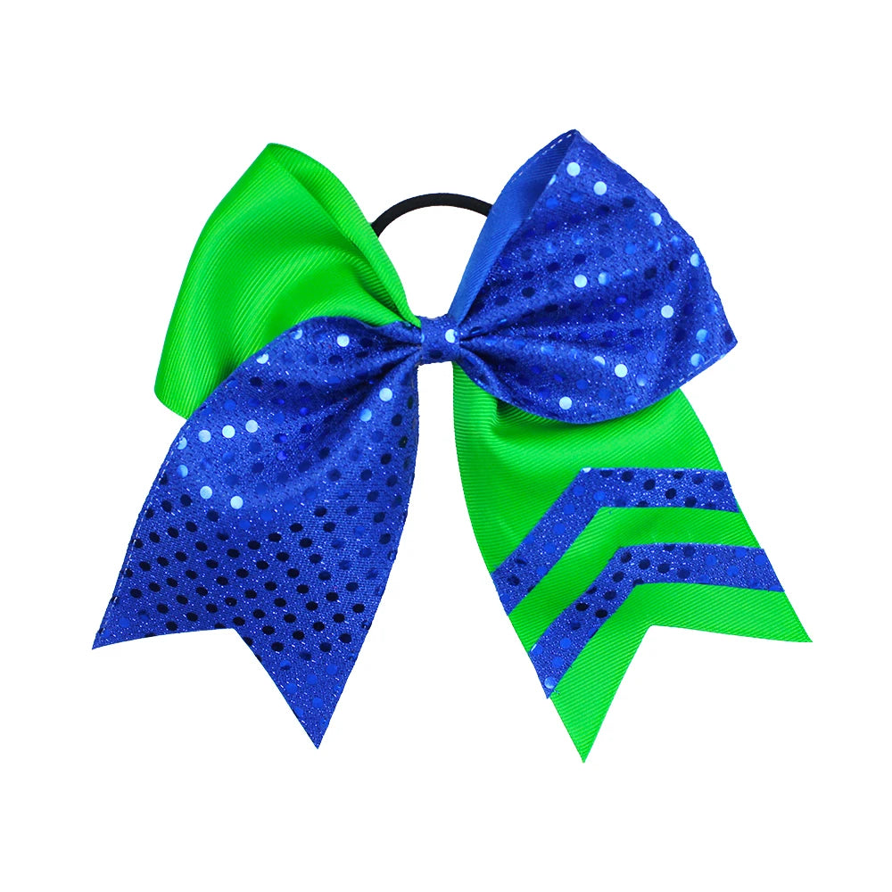 20-Pack 8" Glitter Cheer Bow Ponytail Hairbands | Handmade