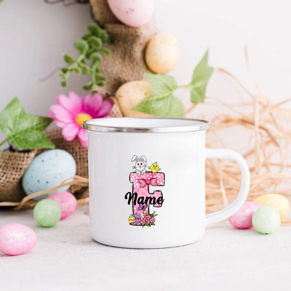 Personalized Easter Bunny Enamel Mug for Kids – Name Gift