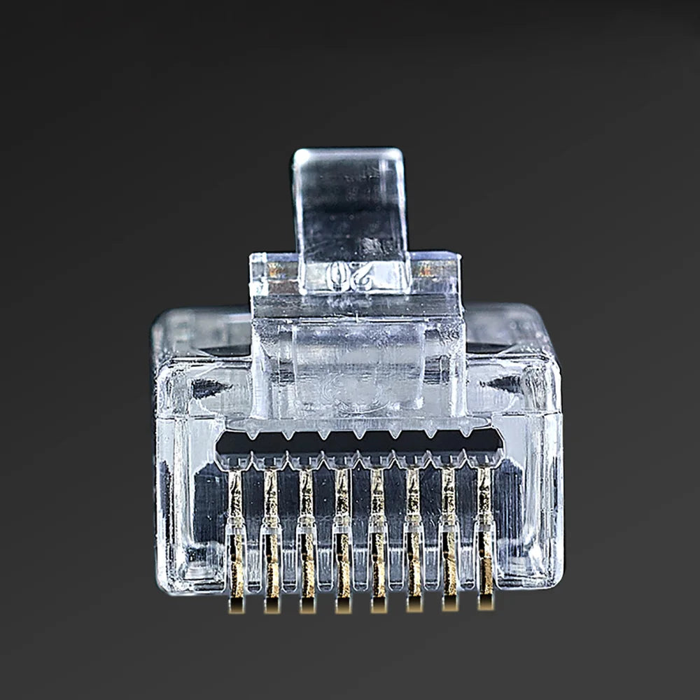 RJ45 Cat6 Pass-Through Connectors 6U Gold Plated 50/100 Pack