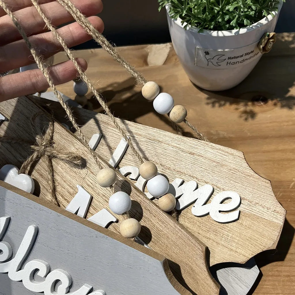 Rustic Wooden Hanging Wall Sign | HOME & WELCOME Decor