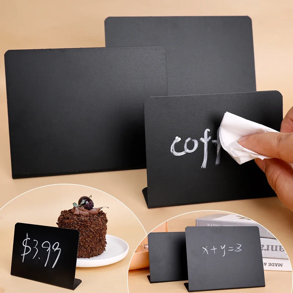 Mini Desktop Chalkboard Signs – L-Shaped PVC Table Cards