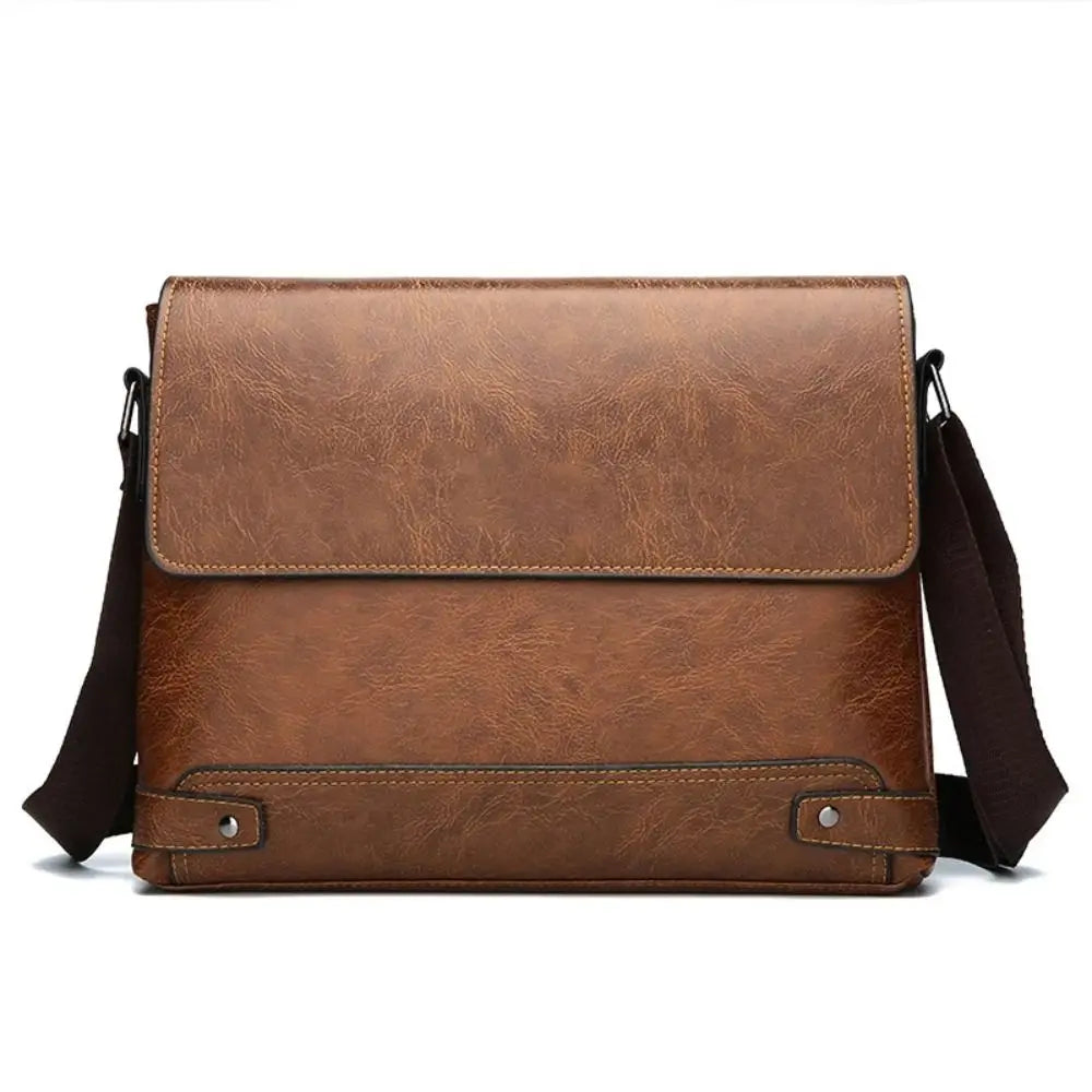 Retro Men's Waterproof PU Leather Laptop Messenger Briefcase