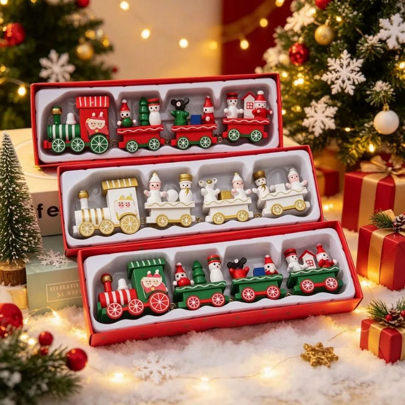 Wooden Christmas Train Ornament – Festive Desktop Décor Gift