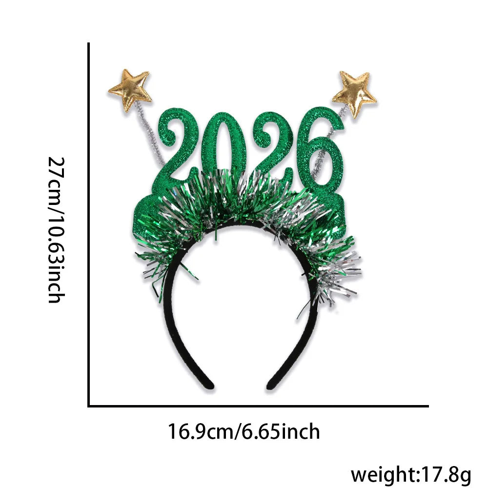 2026 New Year Glitter Sequin Headband – Party Hair Hoop