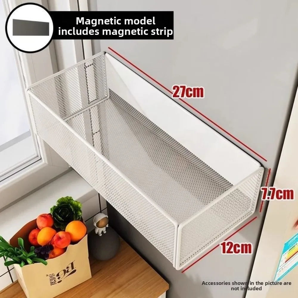 Magnetic Metal Wire Basket Organizer for Fridge & Pegboard