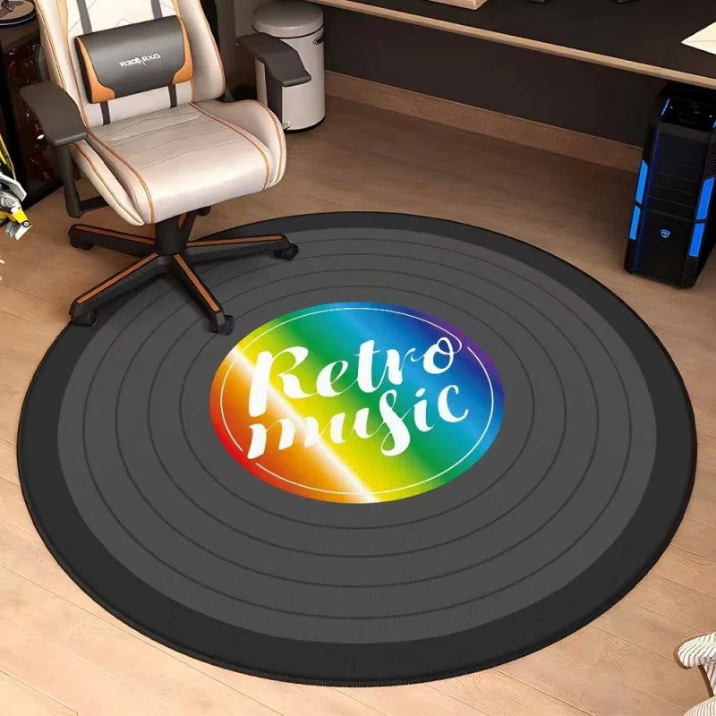 Vinyl Record Tree of Life Round Rug – Music Art Floor Mat