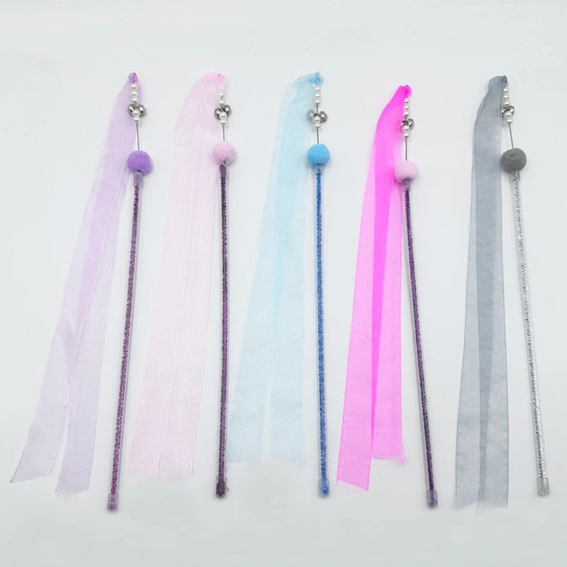 Feather & Bell Cat Wand Toy – Handheld Tickle Wand