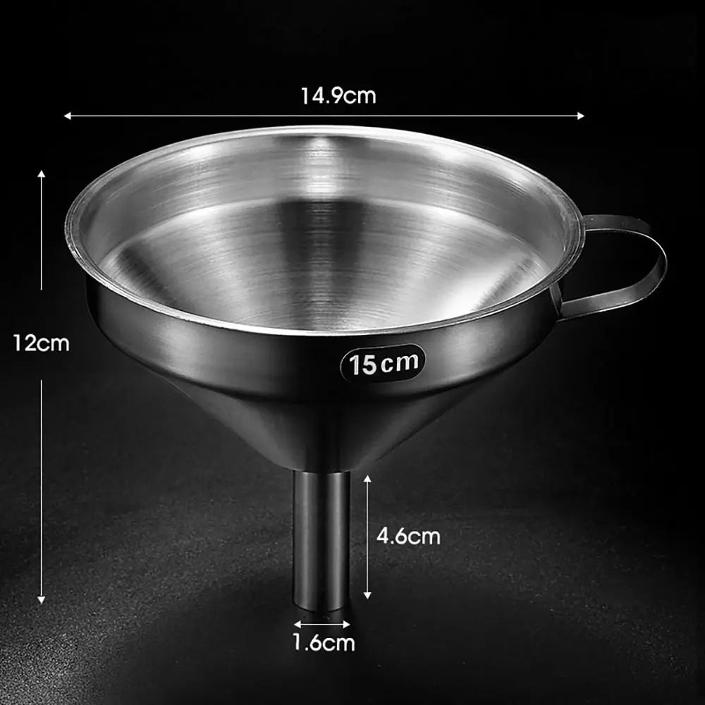 Wide Mouth Stainless Steel Funnel & Strainer Kitchen Tool