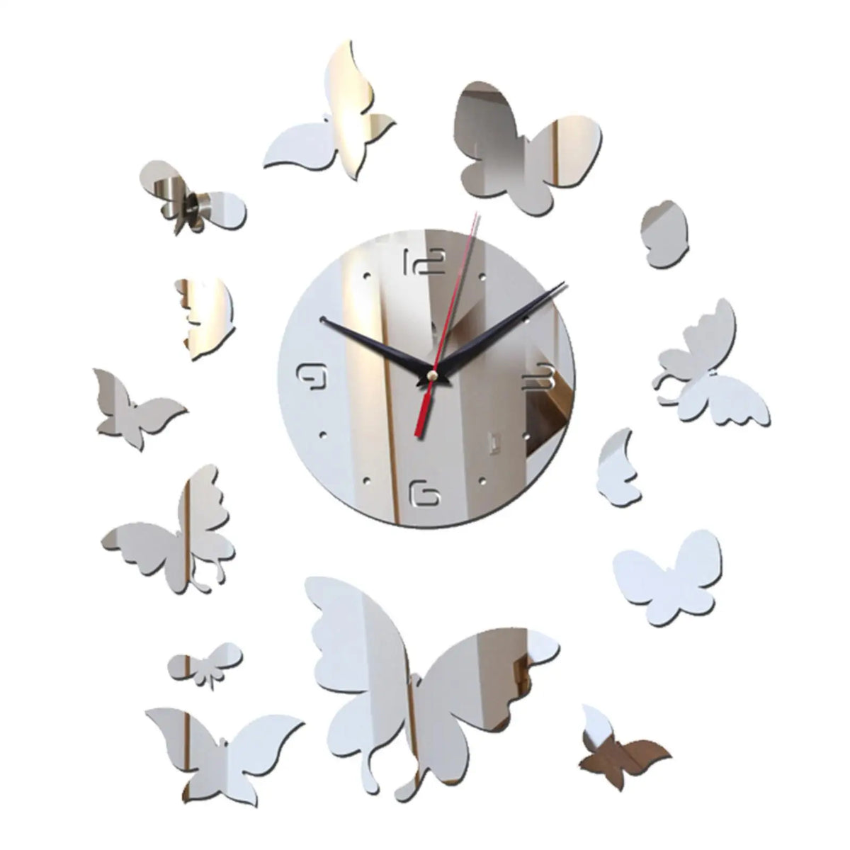 Geometric DIY Mirror Wall Clock – Silent Acrylic Home Décor