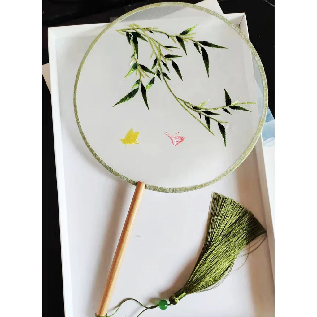 Chinese Silk Embroidered Round Fan – Hanfu Dance & Decor