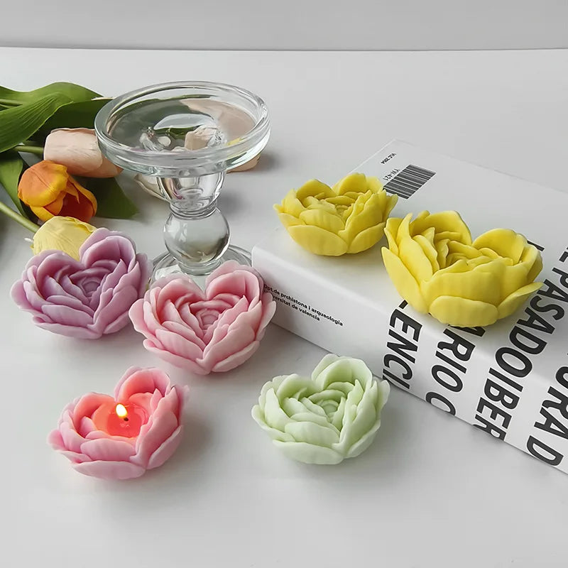 3D Flower Silicone Mold – Rose Peony Candle Soap Baking