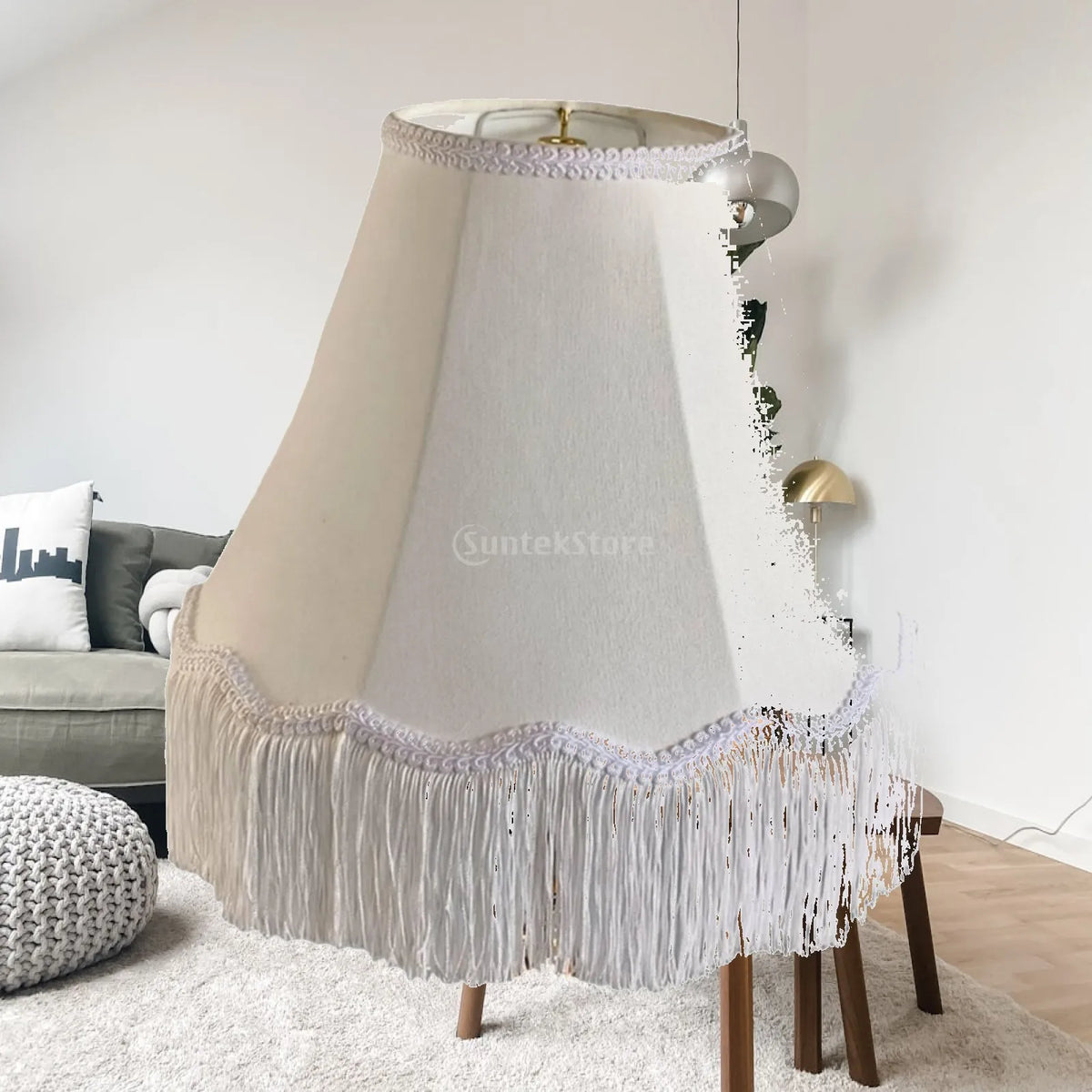 Vintage Victorian Tassel Lampshade | Shell Pattern Lamp Cover