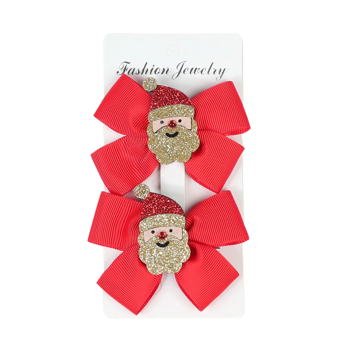 2-Pack Christmas Bow Hair Clips – Santa Snowflake Hairpins