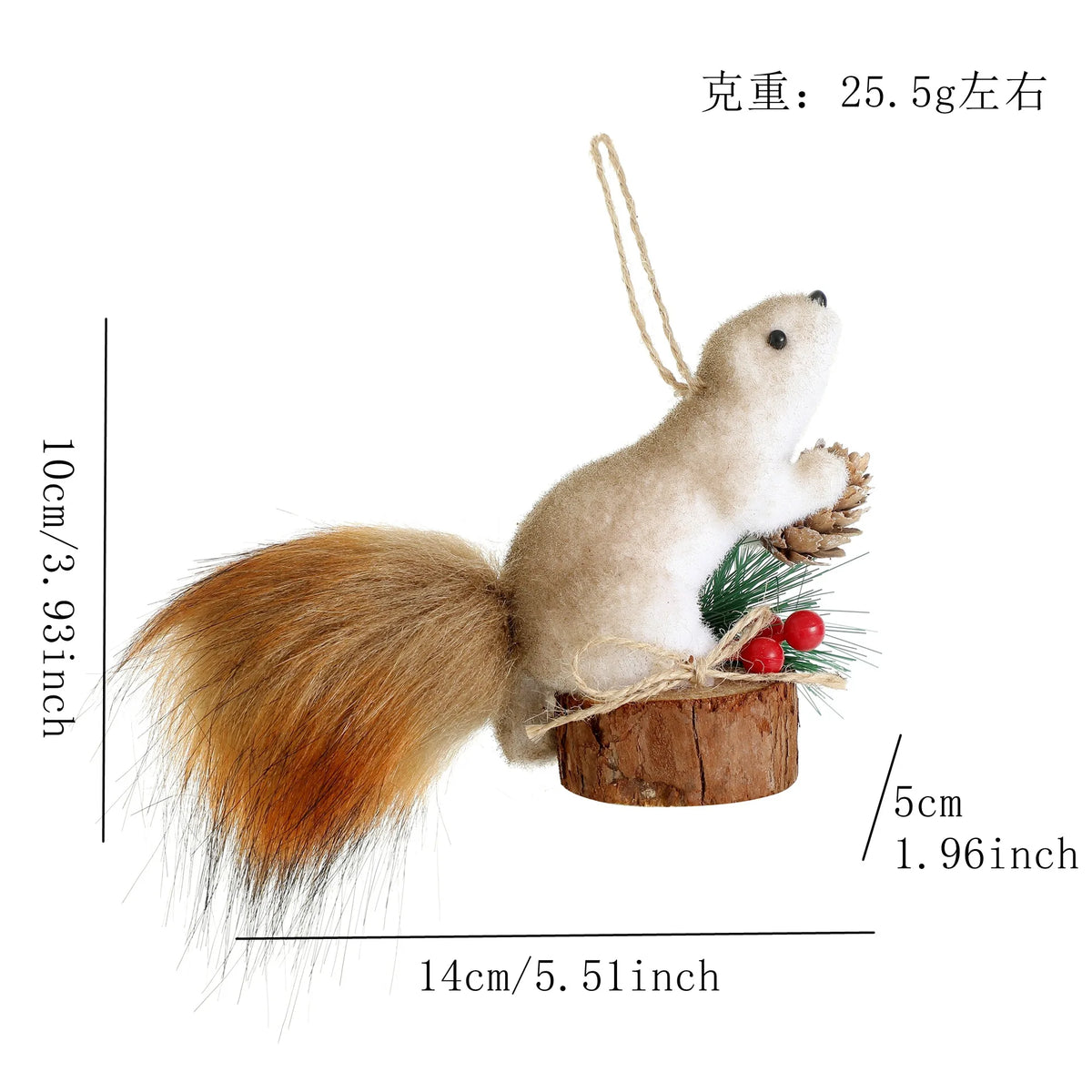 Squirrel Plush Christmas Ornament – Woodland Holiday Décor