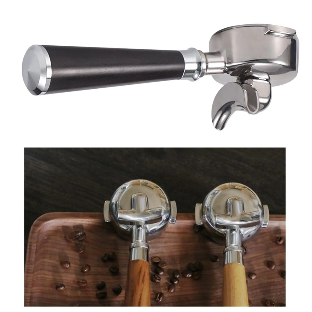 58mm Bottomless Portafilter – Wood Handle Stainless Steel
