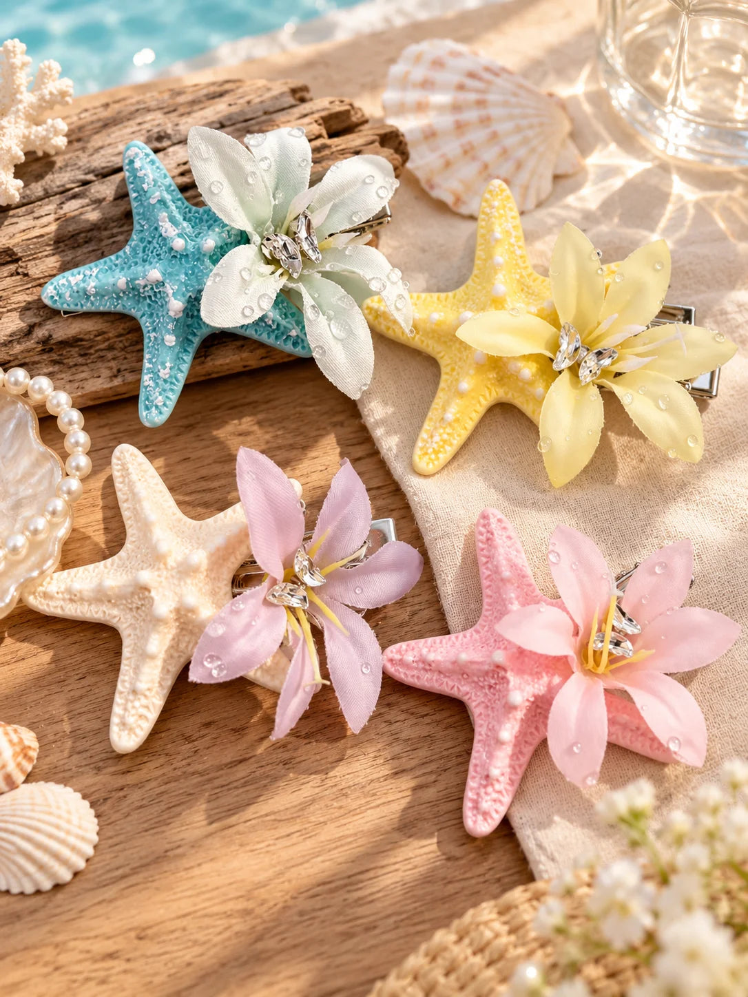 Ocean Starfish Preserved Flower Hair Clip – Beach Barrette