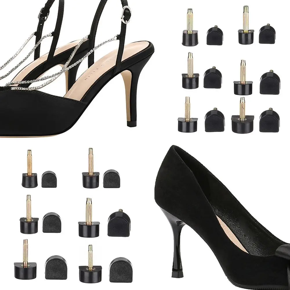 Stiletto High Heel Tip Replacements – 5 Pairs TPU & Metal