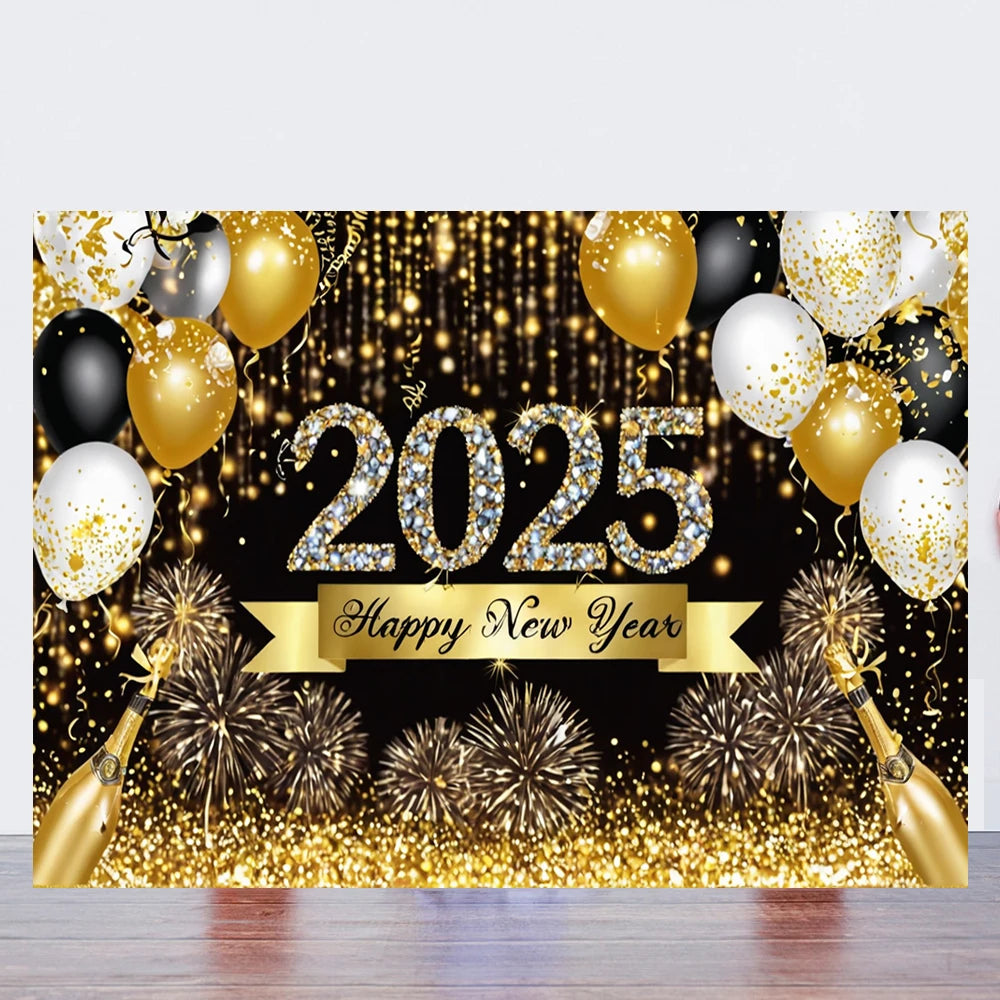 New Year Party Photography Backdrop – Fireworks & Balloons