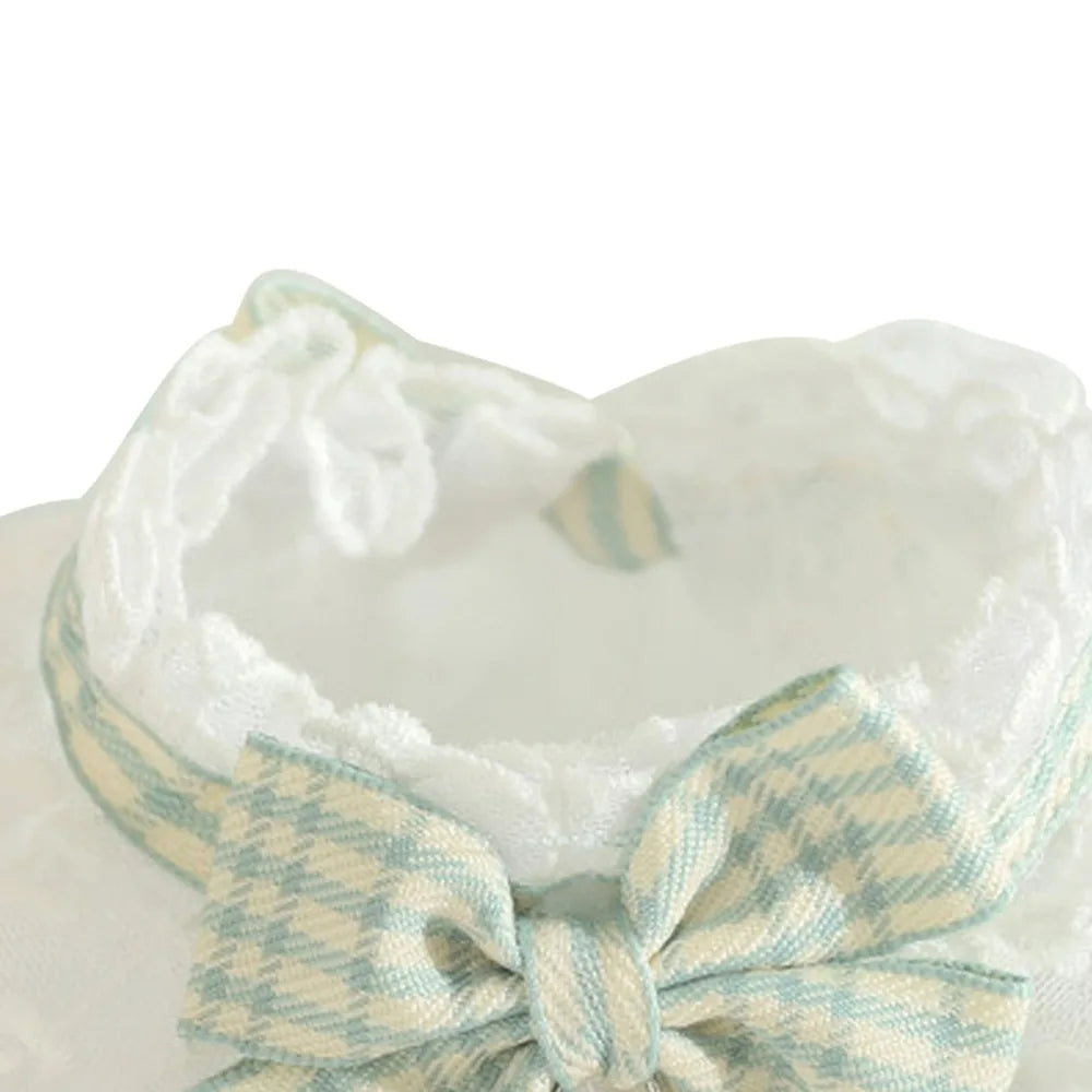 Lace Cat Collar with Bow & Bell – Adjustable Neck Scarf