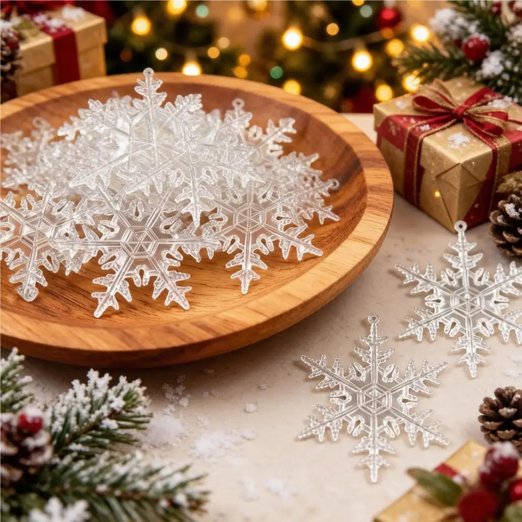 Snowflake Ice Strip Pendants – DIY Christmas Tree Ornaments 6pk
