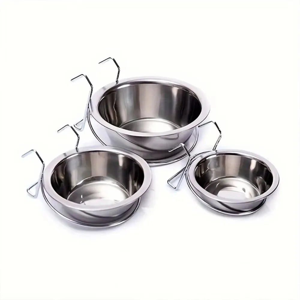 Stainless Steel Hang-On Pet Bowl | Cage Cup for Dogs & Cats