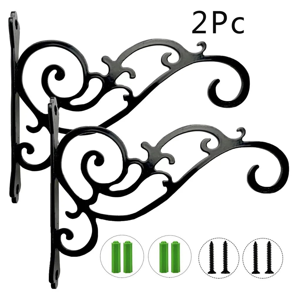 Wrought Iron Scroll Wall Hook 2-Pack | Garden & Balcony