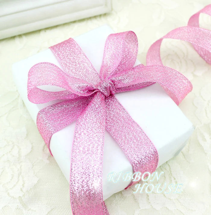 Pink Metallic Glitter Ribbon 3/4" 25 Yards – Wedding & Gift