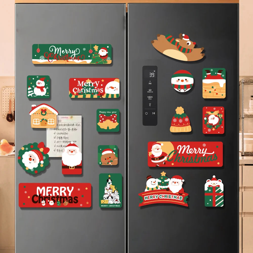 Christmas Magnetic Fridge Stickers – Santa Holiday Decor Set