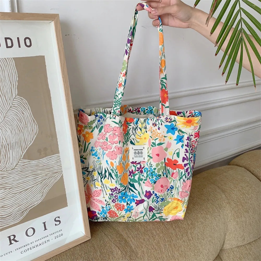 Women's Vintage Floral Cotton Shoulder Bag – Large Tote