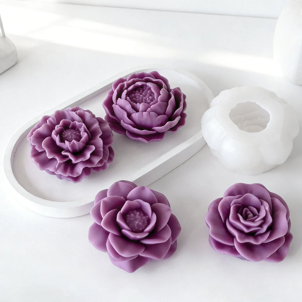 3D Peony Rose Silicone Mold – Candle, Resin & Cake DIY Mold