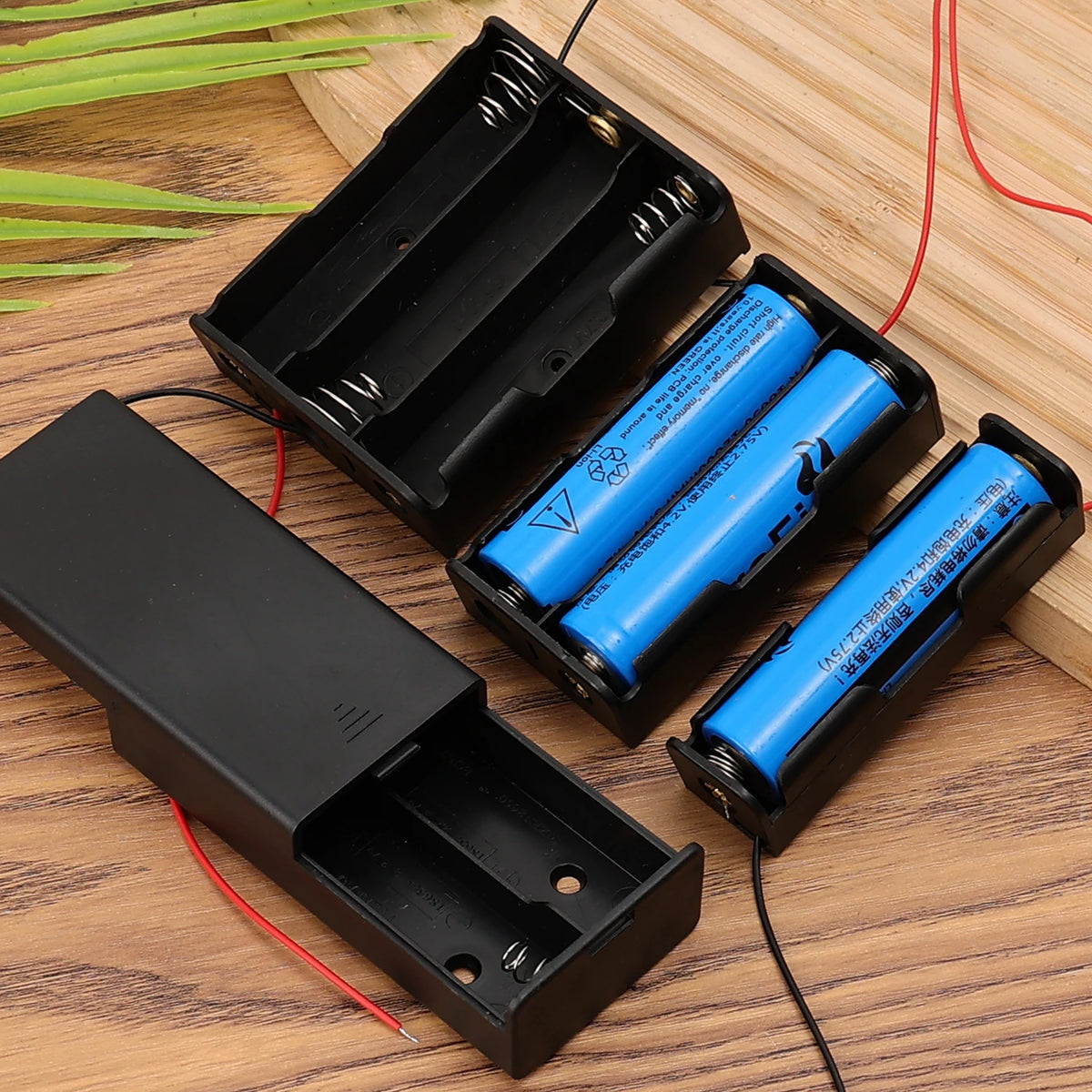 18650 Battery Holder 1/2/3/4 Slot DIY Box with Wire Leads