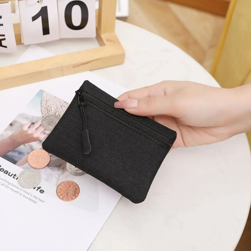 Unisex Mini Canvas Coin Purse – Zipper Wallet & Key Pouch