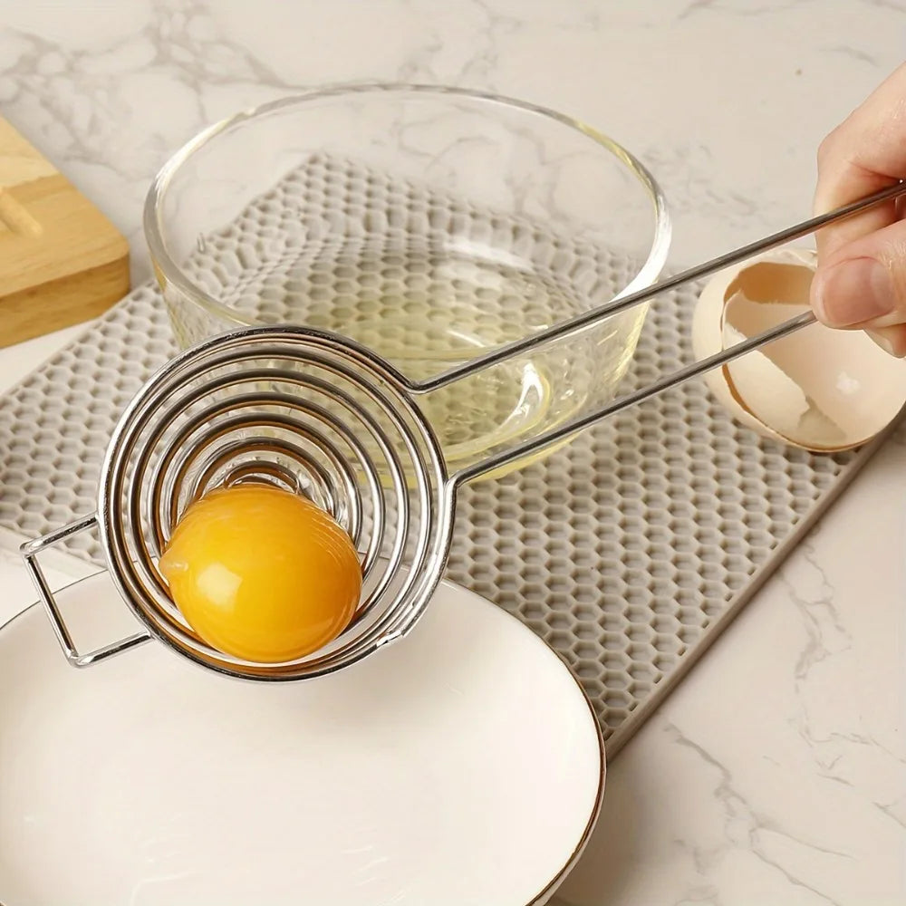 Stainless Steel Egg Separator – Long Handle Yolk White Divider