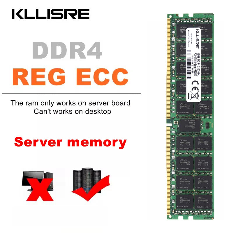 Kllisre DDR4 ECC REG Server RAM 4–64GB 2133/2400MHz