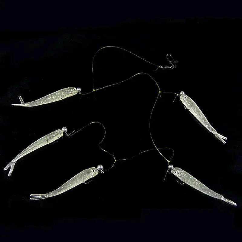 5-Pack Soft Cluster Fishing Lure – 3D Eyes Wobbler Bait Set
